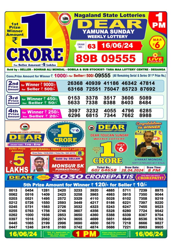 Nagaland State Lottery Result 1 PM